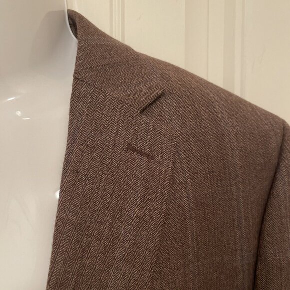 44L NWOT Lauren Ralph Lauren Brown Herringbone Wool Sport Coat Blazer Jacket - Picture 10 of 16